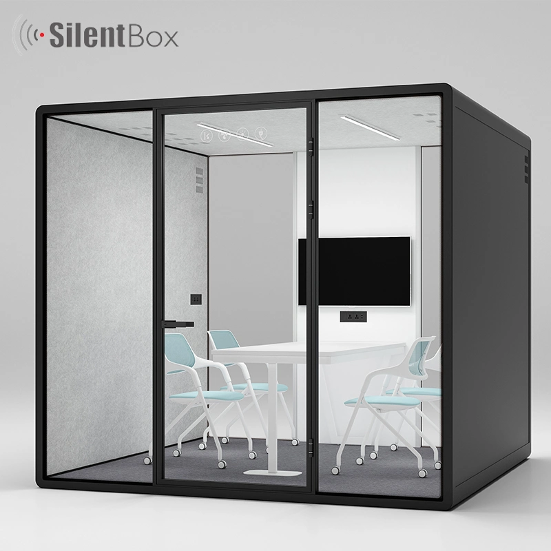 Aluminum Frame Structure Soundproof Chat Pod 6 People Office Work Space Privacy Soundproof Meeting Booth Phone Pod