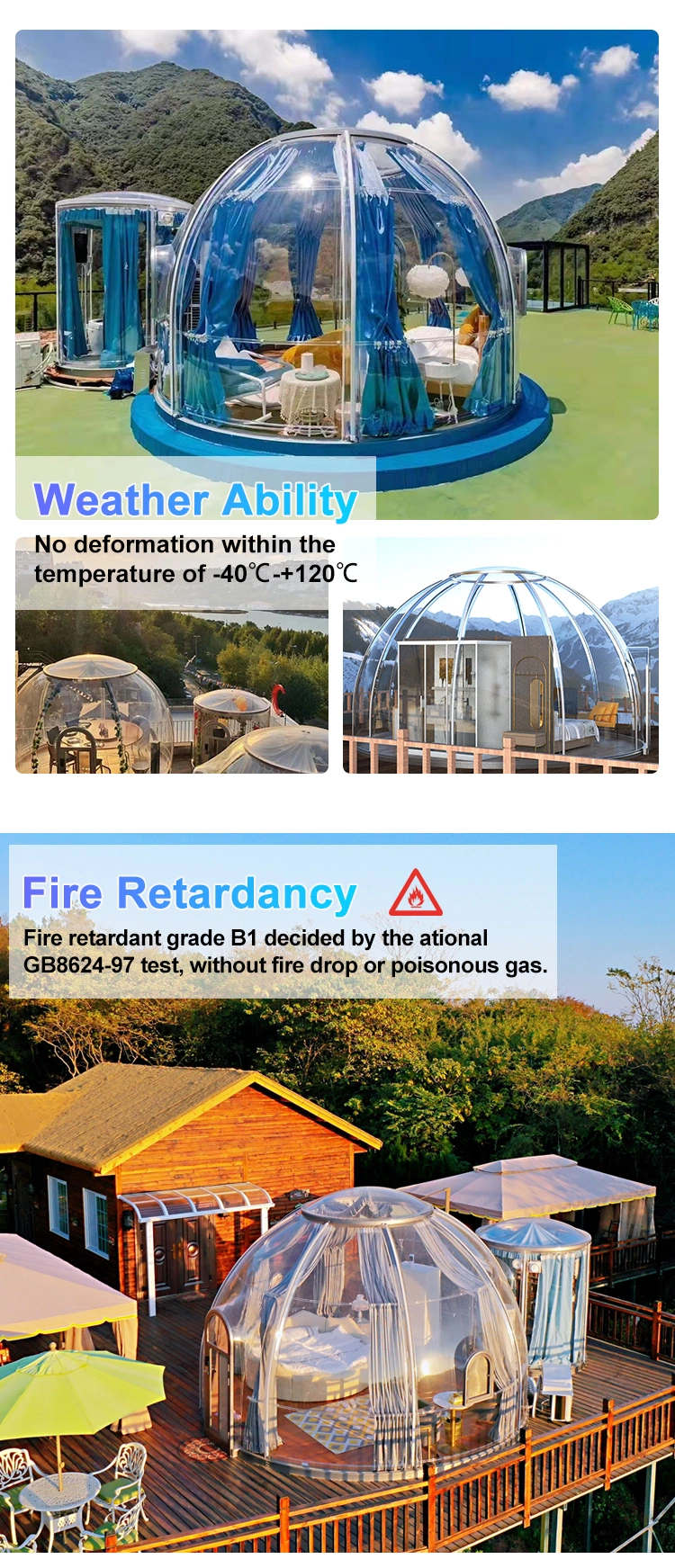 Glamping Dome Tent 6m Geodesic 5 M Igloo House Transparent PC Luxury Bubble Roos Inflatable Tipi Portable Black Big