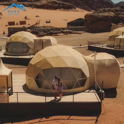 Dômes de glamping commerciaux Tentes à dôme de 7 m avec tentes à dôme à panneaux solaires pour hôtels de villégiature